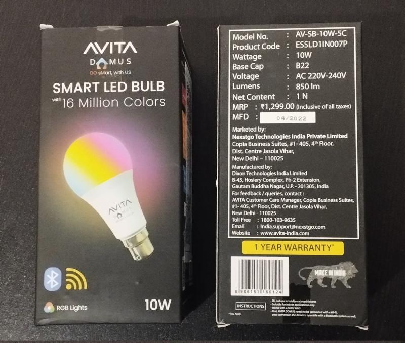 Avita Domus AS-SB-10W-5C RGBCCT 10 Watt Light Bulb - avita_domus_AS-SB-10W-5C.jpg