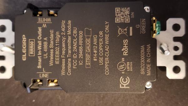 Elegrp RRR00 Smart In-Wall Outlet with Energy Monitoring